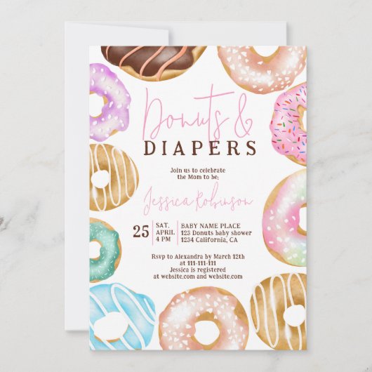 Sweet waterverf schattige donuts baby shower kaart (Voorkant)