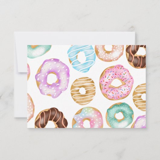 Sweet waterverf schattige donuts script baby showe bedankkaart (Achterkant)