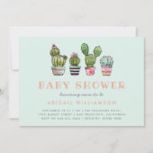 Sweet Waterverf Succulent Cactus Baby shower Kaart (Voorkant)