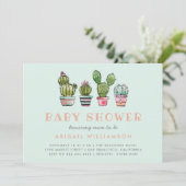 Sweet Waterverf Succulent Cactus Baby shower Kaart (Staand voorkant)