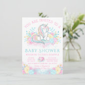 Sweet Waterverf Unicorn Baby shower Kaart (Staand voorkant)
