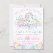 Sweet Waterverf Unicorn Baby shower Kaart (Voorkant)