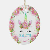 Sweet Waterverf Unicorn kerstversiering Keramisch Ornament (Rechts)