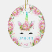 Sweet Waterverf Unicorn kerstversiering Keramisch Ornament (Links)