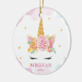 Sweet Waterverf Unicorn kerstversiering Keramisch Ornament (Links)