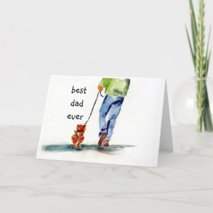 Sweet waterverf vaderdag kaart met reddingspup