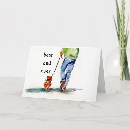 Sweet waterverf vaderdag kaart met reddingspup (Voorkant)