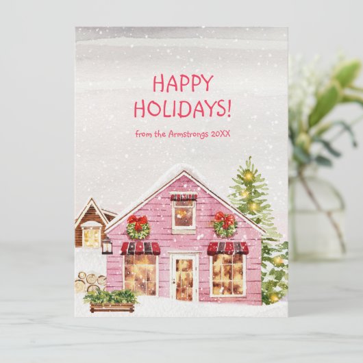 Sweet Waterverf Winter Wonderland Feestdagenkaart (Staand voorkant)