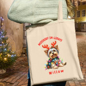 Sweet Waterverf Yorkshire Terrier Feestelijke Lich Tote Bag