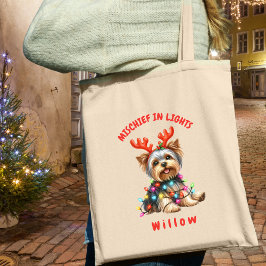 Sweet Waterverf Yorkshire Terrier Feestelijke Lich Tote Bag