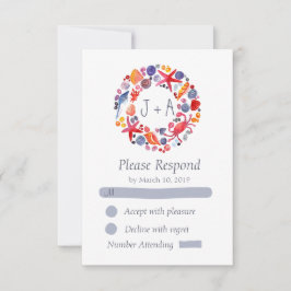 Sweet Waterverf Zee Krans Strand Wedding RSVP