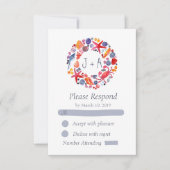 Sweet Waterverf Zee Krans Strand Wedding RSVP Kaartje (Voorkant)
