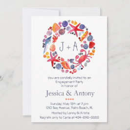 Sweet Waterverf Zee Wreatbeach Engagement Party Kaart