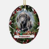 Sweet Weimaraner Puppy Custom Kerstmis Keramisch Ornament (Rechts)