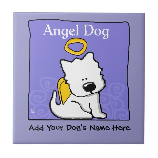 Sweet Westie Dog Angel Memorial Tegeltje (Voorkant)