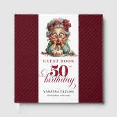 Sweet whimsical 50th lady guest signature book gastenboek (Voorkant)