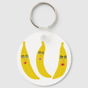 Sweet Whimsical Banana Trio Fruity Fun Sleutelhanger