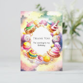 Sweet Whimsical Candyland Verjaardag Bedankkaart (Staand voorkant)