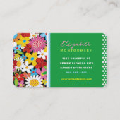 Sweet Whimsical Spring Flowers Colorful Garden Visitekaartje (Voorkant)