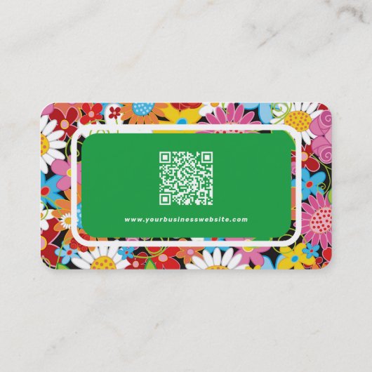 Sweet Whimsical Spring Flowers Colorful Garden Visitekaartje (Achterkant)