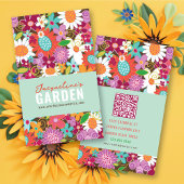 Sweet Whimsical Spring Flowers Colorful Garden Visitekaartje