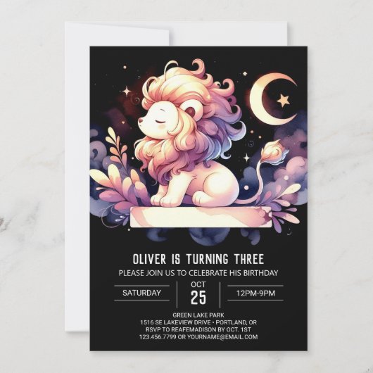 Sweet Whimsy Lion Verjaardag Kaart (Voorkant)