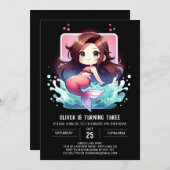 Sweet Whimsy Mermaid Birthday Kaart (Voorkant / Achterkant)