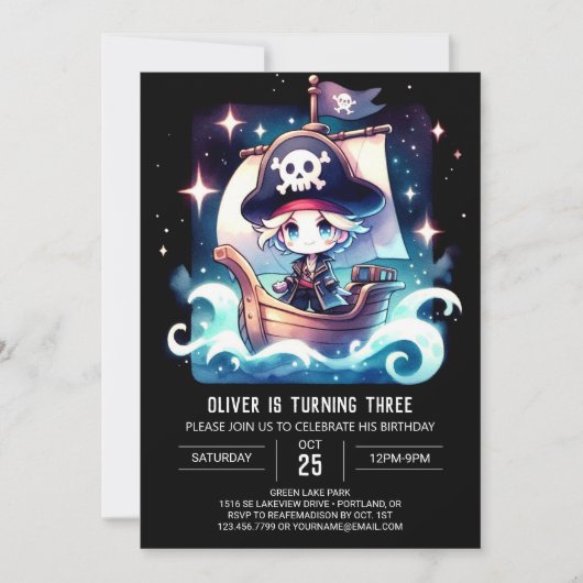 Sweet Whimsy Pirate Birthday Kaart (Voorkant)