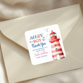 Sweet White Blue Red Nautical Ahoy Boy Thank You Vierkante Sticker
