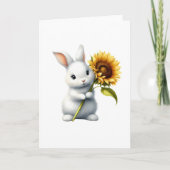 Sweet White Bunny met Zonnebloem Schattige All-Occ Kaart (Voorkant)