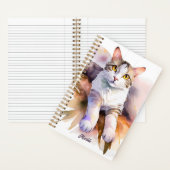 Sweet White Cat Waterverf Illustratie Notitieboek (Binnen)