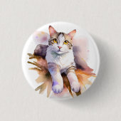 Sweet White Cat Waterverf Illustratie Ronde Button 3,2 Cm (Voorkant)