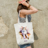 Sweet White Cat Waterverf Illustratie Tote Bag