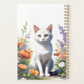 Sweet White Cat Waterverf ongedateerd | Je naam Planner (Achterkant)