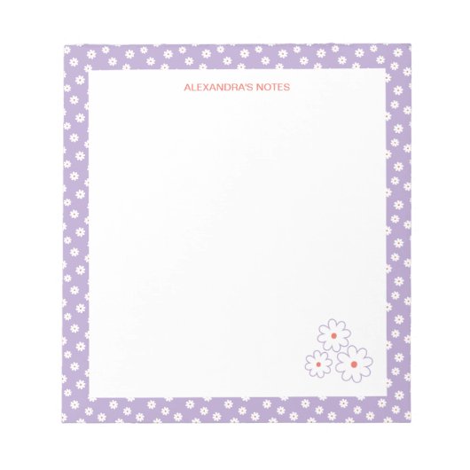 Sweet White Daisies Bloemenpatroon gepersonaliseer Notitieblok (Voorkant)