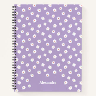 Sweet White Daisies Bloemenpatroon gepersonaliseer Notitieboek