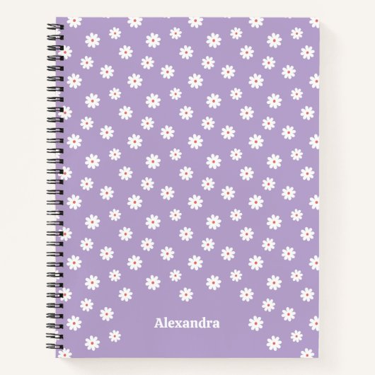 Sweet White Daisies Bloemenpatroon gepersonaliseer Notitieboek (Voorkant)