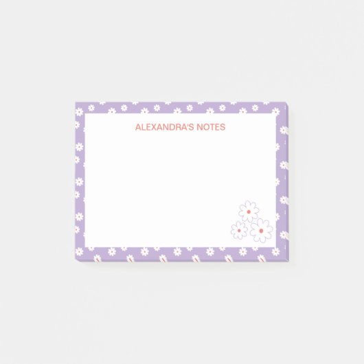 Sweet White Daisies Bloemenpatroon gepersonaliseer Post-it® Notes (Voorkant)