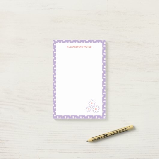 Sweet White Daisies Floral Pattern Post-it® Notes (Op bureau)