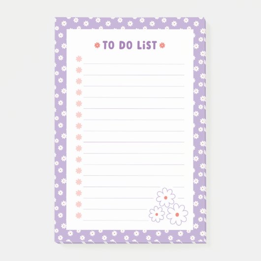 Sweet White Daisies Floral Pattern To Do Lijst Post-it® Notes (Voorkant)