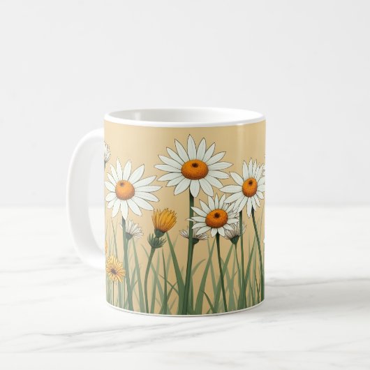 Sweet White Daisies Koffiemok (Voorkant links)