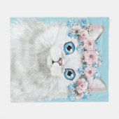 Sweet White Floral Cat Fleece Deken (Voorkant (Horizontaal))