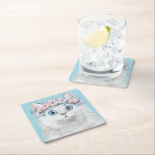 Sweet White Floral Cat Kartonnen Onderzetters (Insitu)