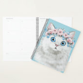 Sweet White Floral Cat Planner (Display)