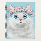 Sweet White Floral Cat Planner (Voorkant)