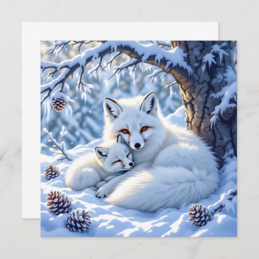 Sweet White Foxes in the Snow (Voorkant / Achterkant)