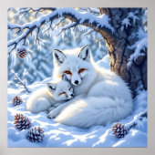 Sweet White Foxes in the Snow Poster (Voorkant)