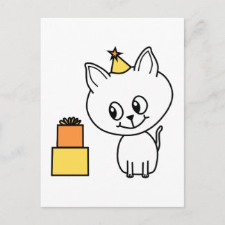 Sweet White Kitten Dragen van een Verjaardag Pet. Briefkaart