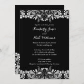 Sweet White Lace Black Wedding Uitnodiging (Voorkant / Achterkant)