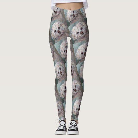 SWEET WHITE MALTESE YORKIE MIX LEGGINGS (Voorkant)